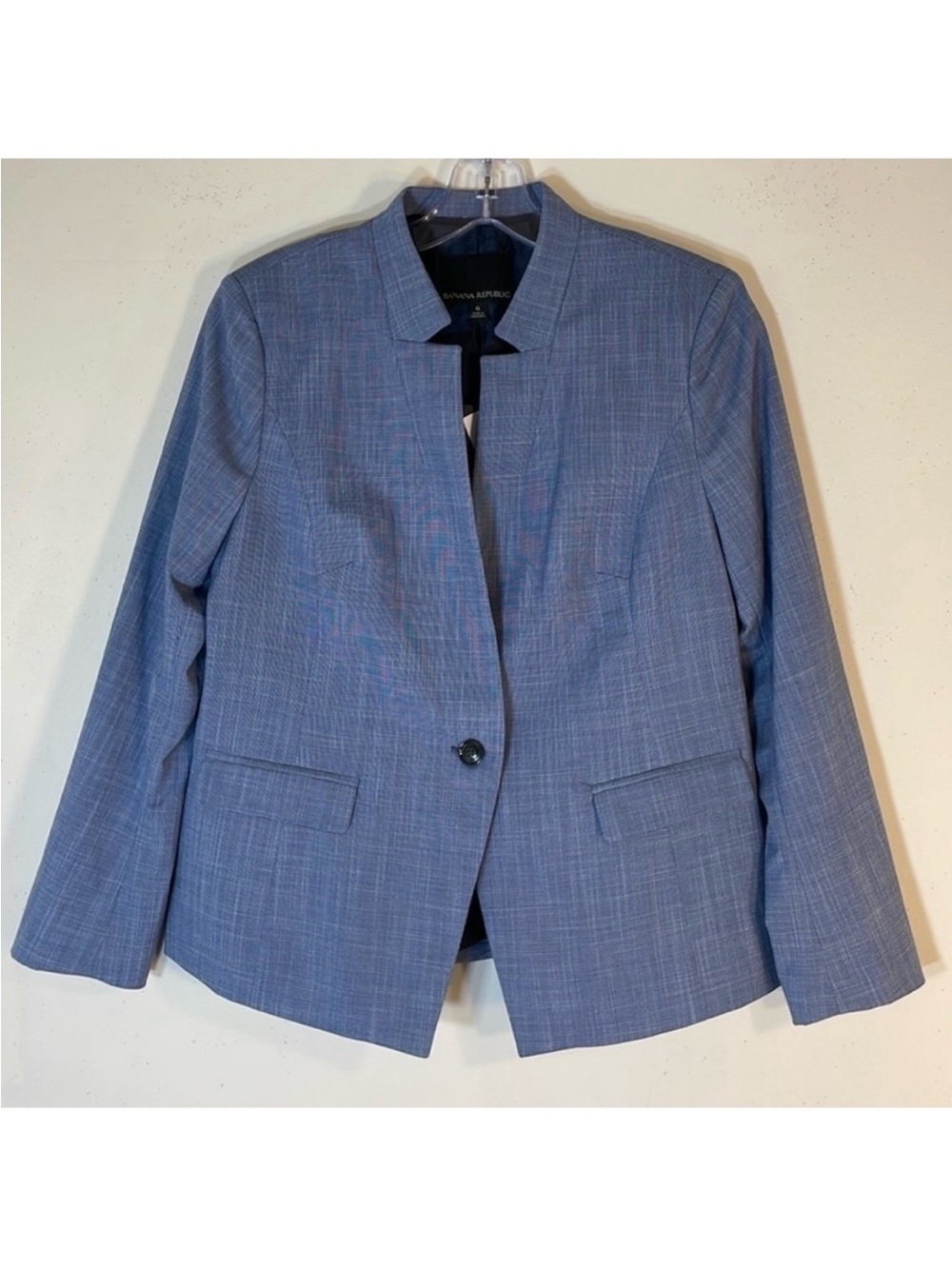 Banana Republic Heathered Blue One-Button Women's Blazer
